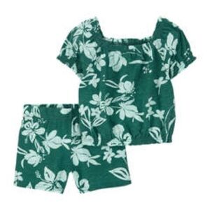 Carter’s Tropical Green Floral 2-Piece Set top and shorts set floral– Size 5T